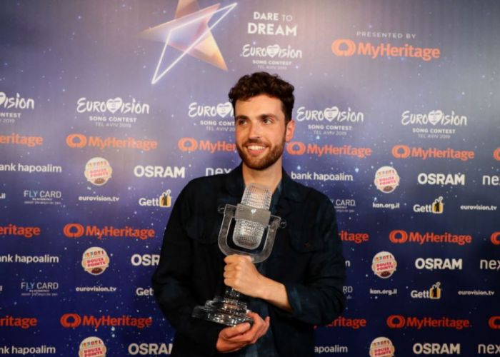 Emoția și energia celor trei finaliști de pe podiumul Eurovision 2019